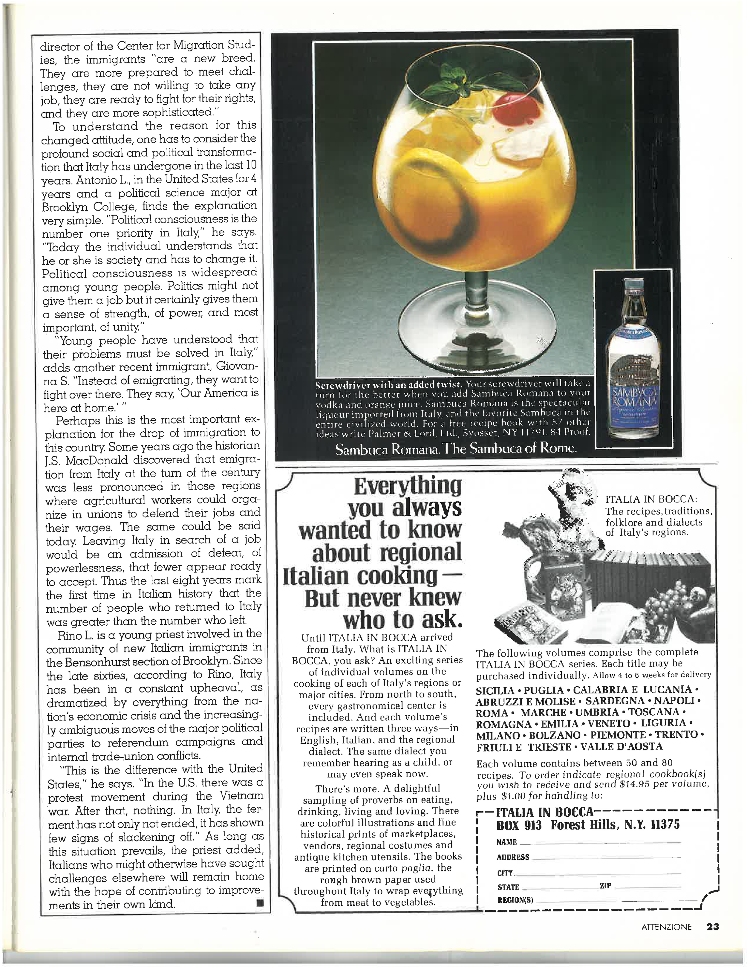 The Origianl Italia in Bocca Advertisement. — In Bocca: The